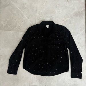 J. Crew Black Button down Shirt with Rhinestones